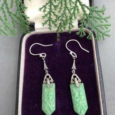 1920s Green Bakelite Earrings