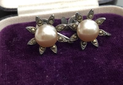 1930s Pearl Marcasite Earrings