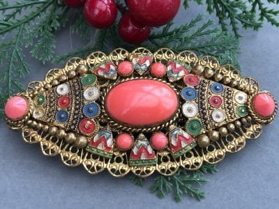 Neiger 1920s Coral Brooch