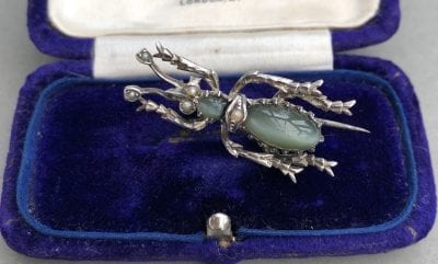 Victorian Cats Eye Bug Brooch