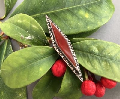 1920s Carnelian Marcasite Brooch