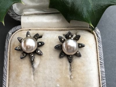 1930s Pearl Marcasite Earrings