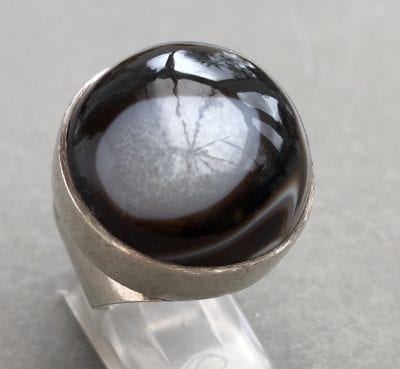 1980s Agate Silver Ring