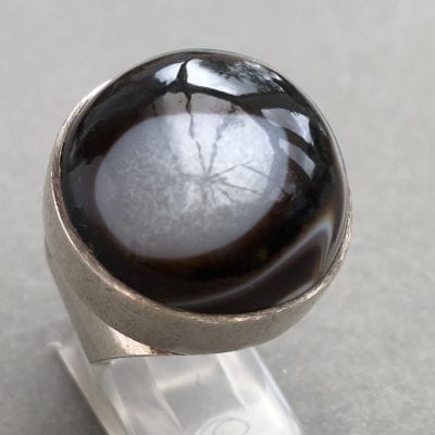 1980s Agate Silver Ring