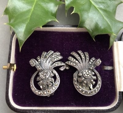 1930s Marcasite Clip On Earrings