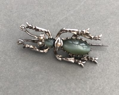 Victorian Cats Eye Bug Brooch