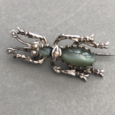 Victorian Cats Eye Bug Brooch