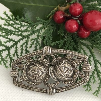 1920s Silver Marcasite Brooch