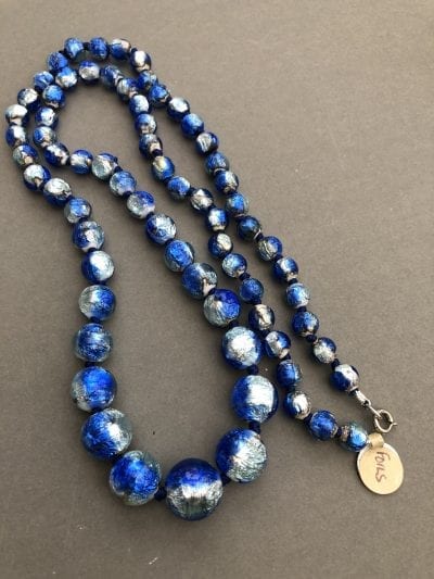 1920s Czech Foil Blue Beads