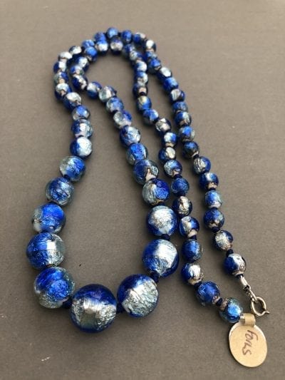 1920s Czech Foil Blue Beads