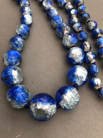 1920s Czech Foil Blue Beads