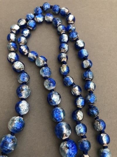 1920s Czech Foil Blue Beads