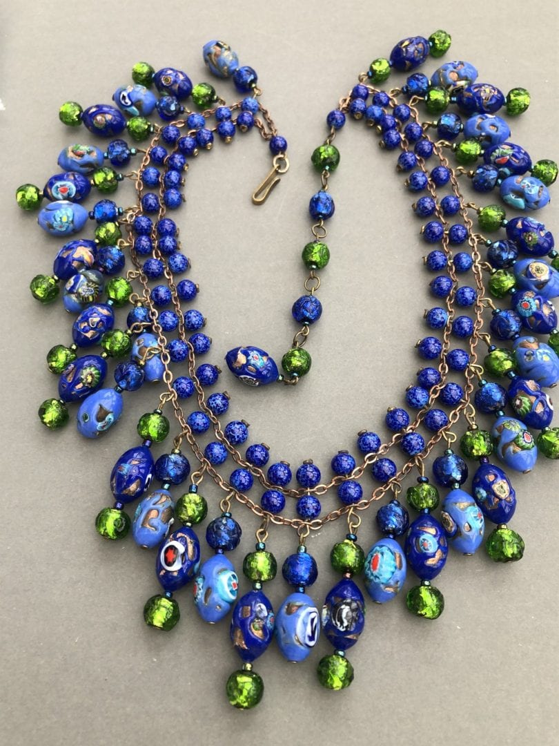 Vintage 1940s Millefiori Fringe Necklace Jewels Past Vintage