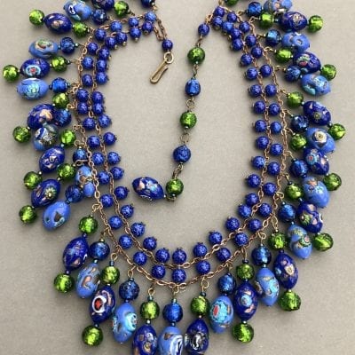 1940s Millefiori Fringe Necklace