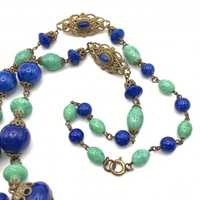 Neiger Lapis Blue and Green Beaded Necklace