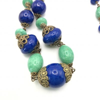 Neiger Lapis Blue and Green Beaded Necklace