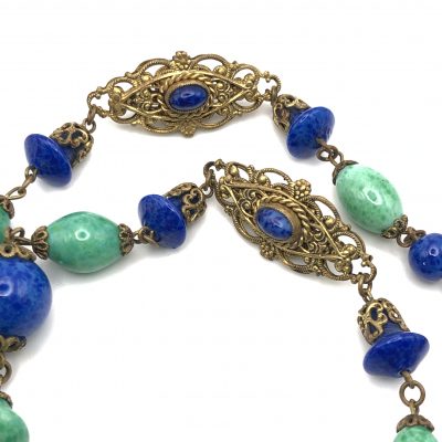 Neiger Lapis Blue and Green Beaded Necklace