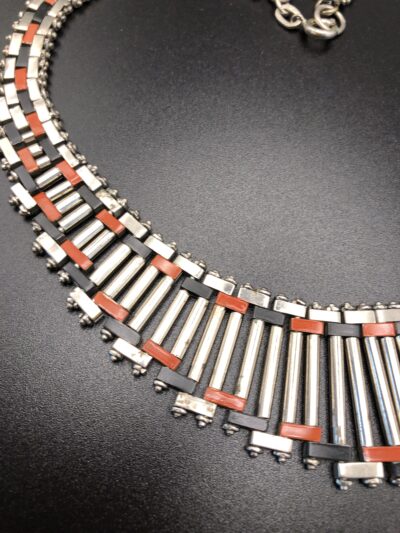 Jacob Bengel Brickwork (Mauerwerk) Orange and Black Necklace