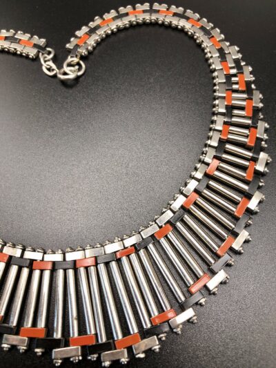 Jacob Bengel Brickwork (Mauerwerk) Orange and Black Necklace