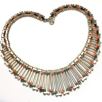 Jacob Bengel Brickwork (Mauerwerk) Orange and Black Necklace