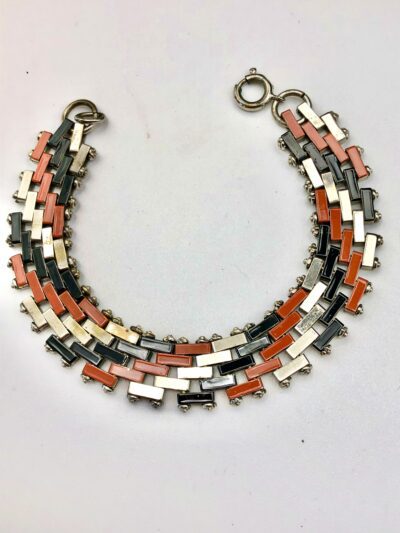 Vintage Jakob Bengel Brickwork Orange and Black Bracelet