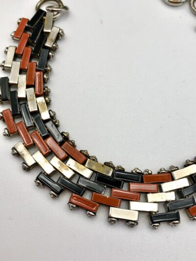 Vintage Jakob Bengel Brickwork Orange and Black Bracelet