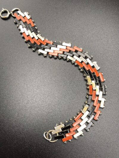 Vintage Jakob Bengel Brickwork Orange and Black Bracelet