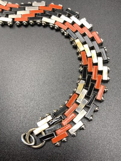 Vintage Jakob Bengel Brickwork Orange and Black Bracelet