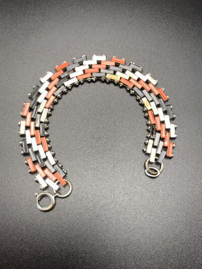 Vintage Jakob Bengel Brickwork Orange and Black Bracelet