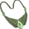 Vintage Jakob Bengel Brickwork (Maerwerk) Green Bakelite Necklace