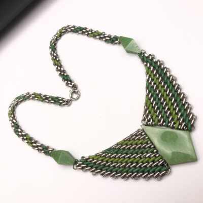 Jacob Bengel Brickwork (Mauerwerk) Green Bakelite Necklace