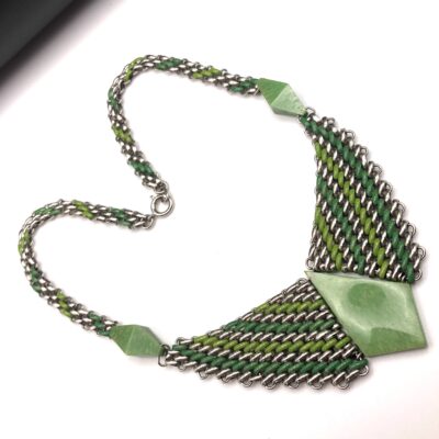 Jacob Bengel Brickwork (Mauerwerk) Green Bakelite Necklace