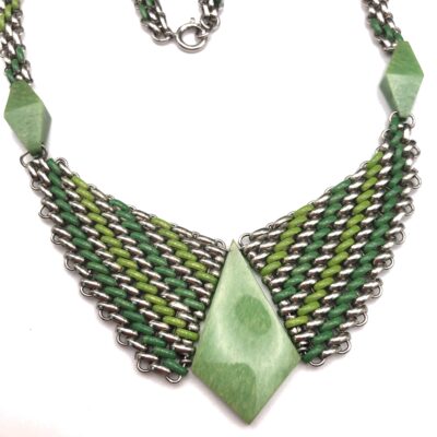 Jacob Bengel Brickwork (Mauerwerk) Green Bakelite Necklace