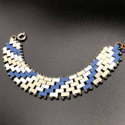 Vintage Jacob Bengel Brickwork (Mauerwerk) Blue and Cream Bracelet