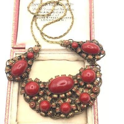 Vintage 1920s Neiger Red Panel Necklace