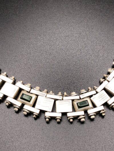 Vintage Jakob Bengel Panel link Necklace with glass inserts