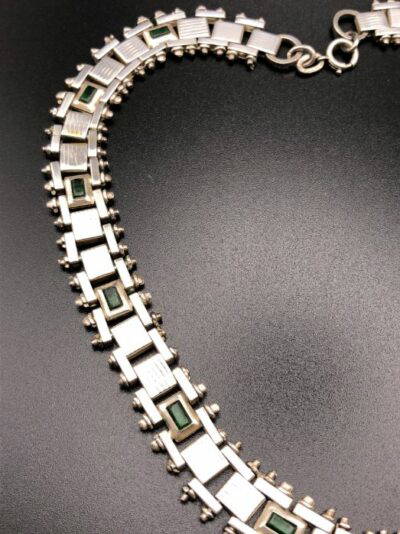 Vintage Jakob Bengel Panel link Necklace with glass inserts